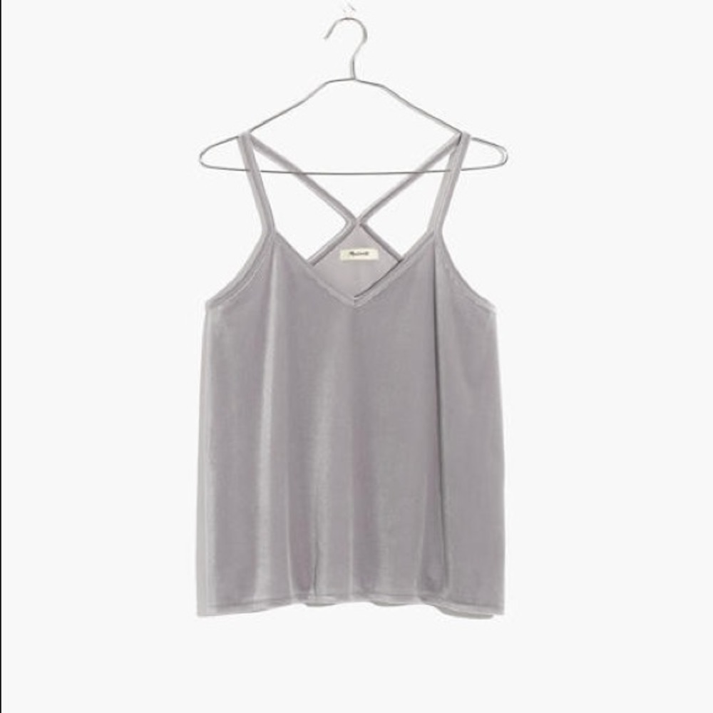 Madewell velvet pajama cami top coastal fog XXS